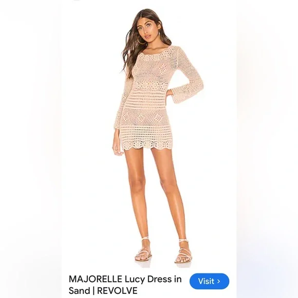 Majorelle Blush Beige Crochet Mini Dress/Cover-up Size XS - Picture 2 of 7